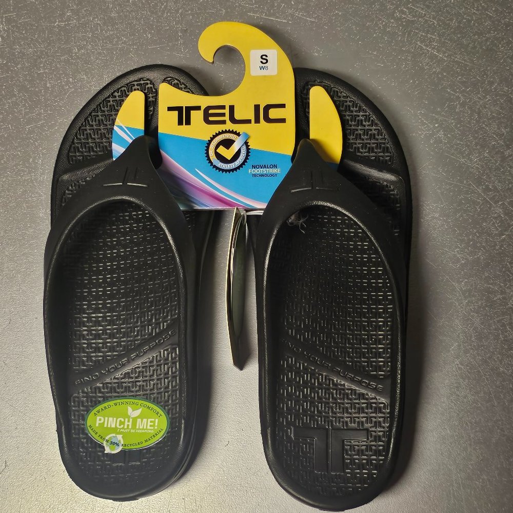 TELIC S Women's size 8 Flip Flop-Pillow-Soft, NEW with Tags color: Black